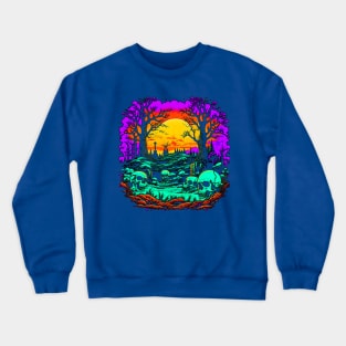 Psychedelic Graveyard of Skulls In The Sun, Macabre Crewneck Sweatshirt